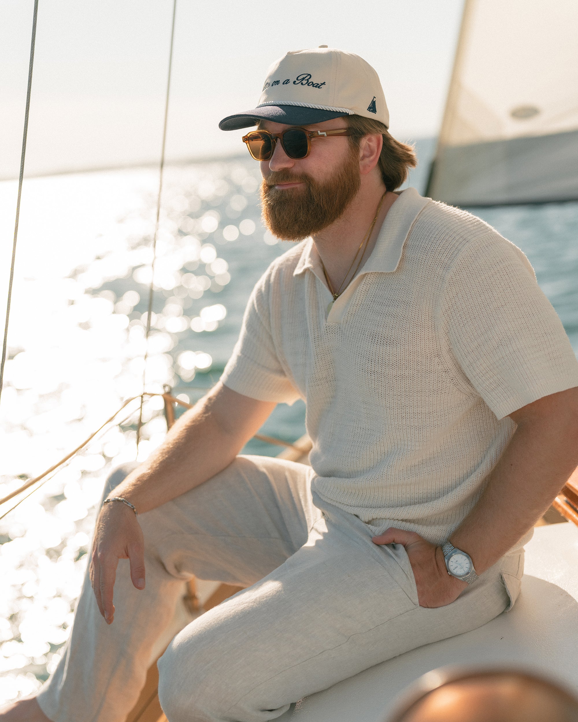 Captain's Cap in Cream and Navy (Pre-Order)